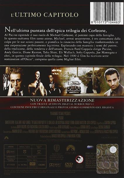 Il padrino. Parte terza (DVD) di Francis Ford Coppola - DVD