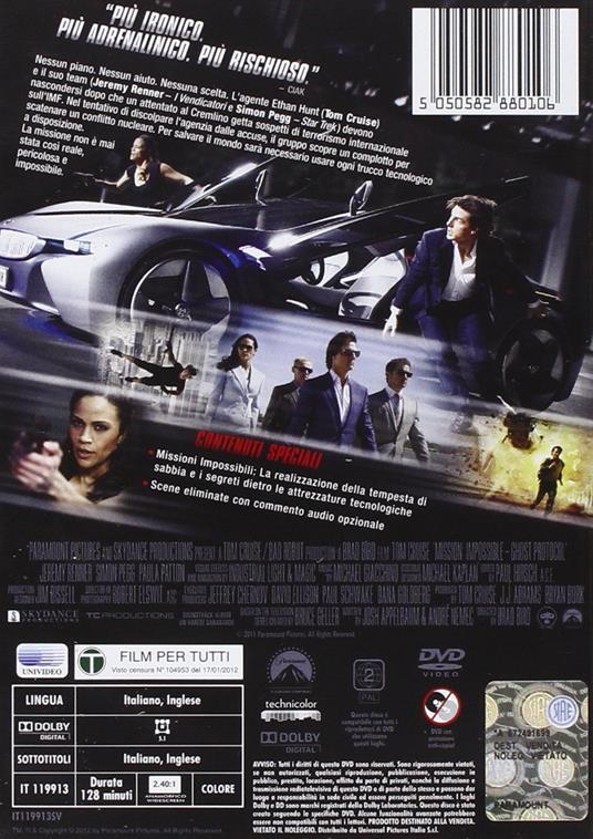 Mission: Impossible. Protocollo Fantasma di Brad Bird - DVD