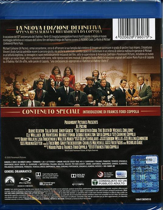 Il padrino coda. La morte di Michael Corleone (Blu-ray) di Francis Ford Coppola - Blu-ray - 2
