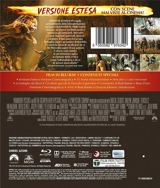 Hercules. Il guerriero. Versione estesa (Blu-ray) di Brett Ratner - Blu-ray - 2