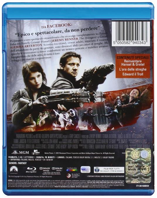 Hansel & Gretel. Cacciatori di streghe (Blu-ray) di Tommy Wirkola - Blu-ray - 2