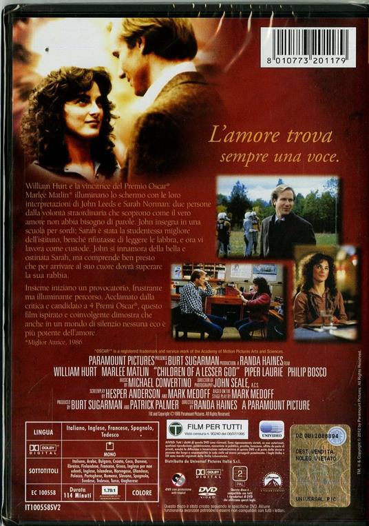Figli di un dio minore (DVD) di Randa Haines - DVD