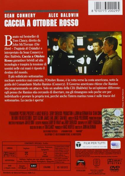 Caccia a Ottobre Rosso (DVD) di John McTiernan - DVD