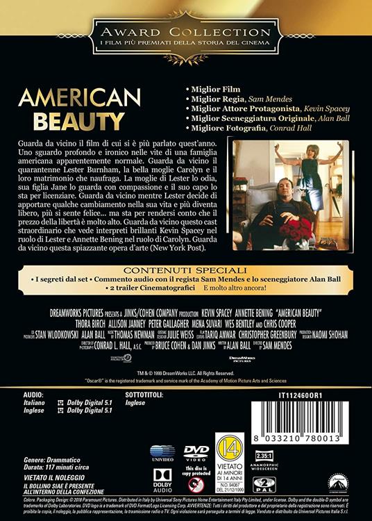 American Beauty (DVD) di Sam Mendes - DVD - 2