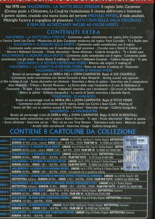 Cofanetto Halloween Film Collection (11 DVD) di John Carpenter,Steve Miner,Tommy Lee Wallace,Dwight H. Little,Rick Rosenthal,Joe Chappelle,Dominique Othenin-Girard - 3