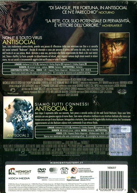 Antisocial 1-2 (2 DVD) di Cody Calahan - 2