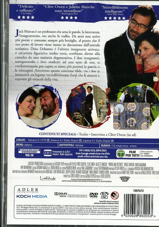 Words and Pictures di Fred Schepisi - DVD - 2