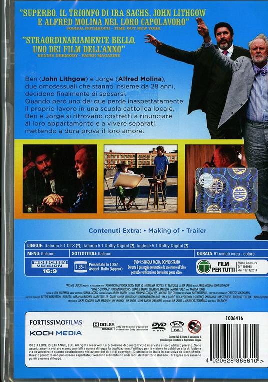 I toni dell'amore. Love Is Strange di Ira Sachs - DVD - 2