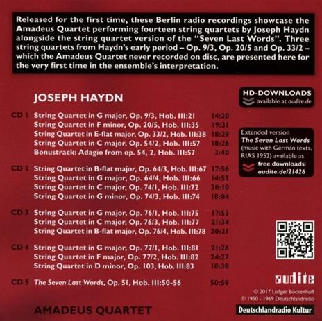 The Rias Amadeus Quartet Recordings vol.6 Berlino 1950-1969 Haydn Quartets - CD Audio di Franz Joseph Haydn,Amadeus Quartet - 2