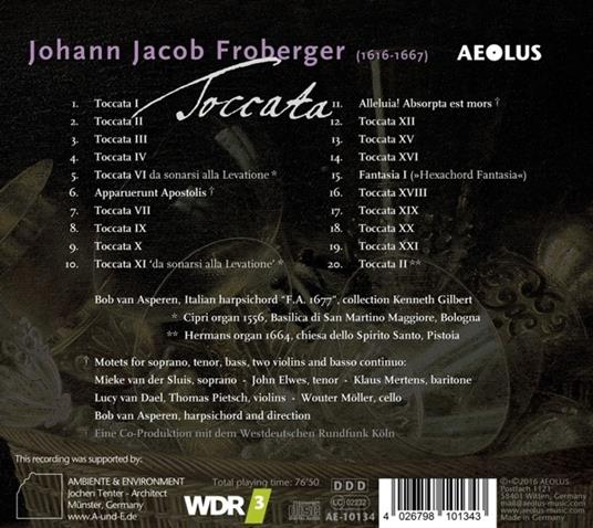Johann Jacob Froberger - Toccata - Frobe - CD Audio di Bob Van Asperen - 2