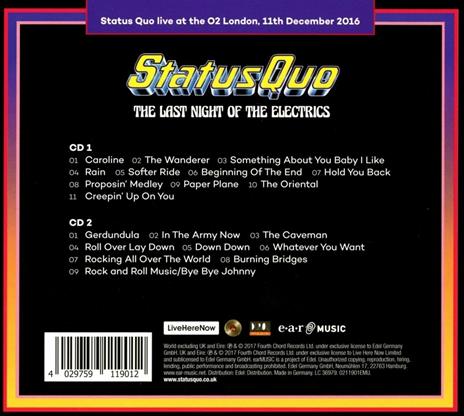 The Last Night of the Electrics (Earbook Limited Edition) - CD Audio + DVD + Blu-ray Audio di Status Quo - 2