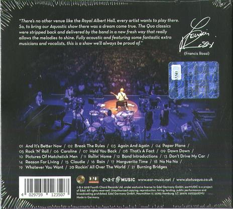 Down Down and Dignified at the Royal Albert Hall (Digipack) - CD Audio di Status Quo - 2