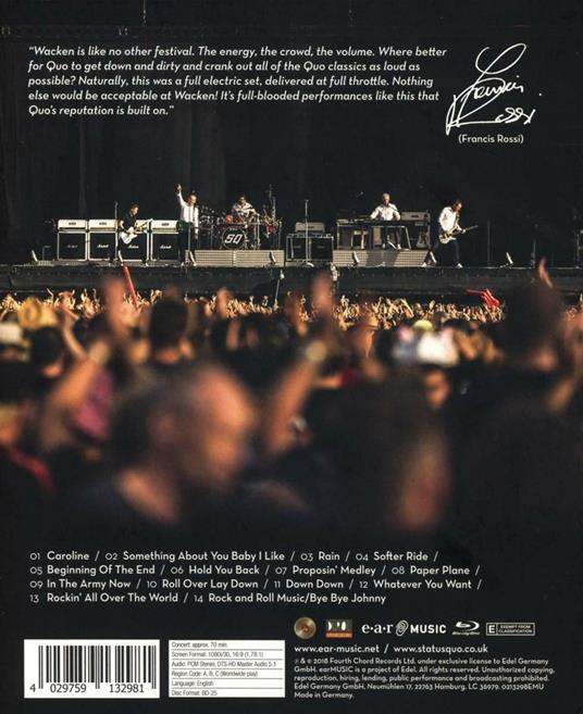 Down Down and Dirty at Wacken (Limited Edition) - CD Audio + Blu-ray di Status Quo - 2