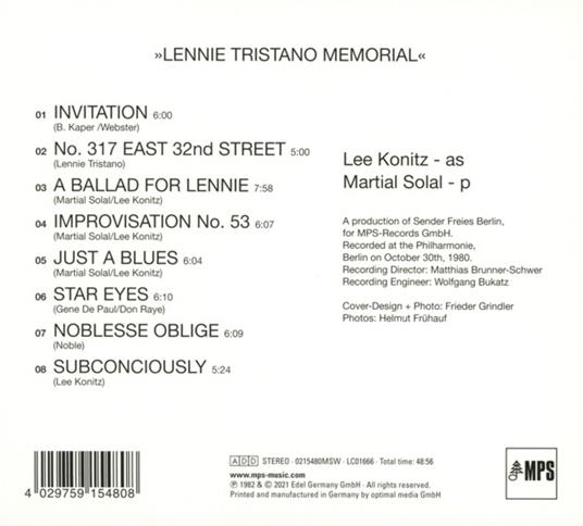 Berlin Jazz Days '80 - CD Audio di Lee Konitz,Martial Solal - 2