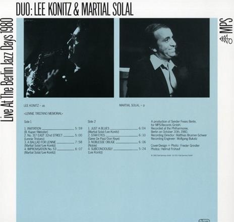 Berlin Jazz Days '80 - Vinile LP di Lee Konitz,Martial Solal - 2