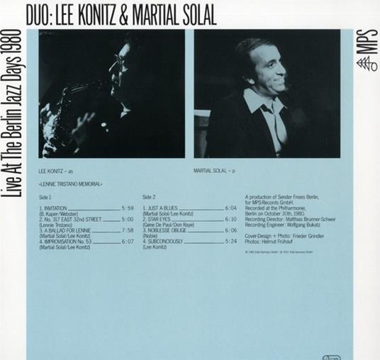 Berlin Jazz Days '80 - Vinile LP di Lee Konitz,Martial Solal - 2