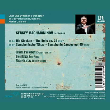 Le campane op.35 - Danze sinfoniche op.45 - CD Audio di Sergei Rachmaninov,Mariss Jansons,Orchestra Sinfonica della Radio Bavarese - 2