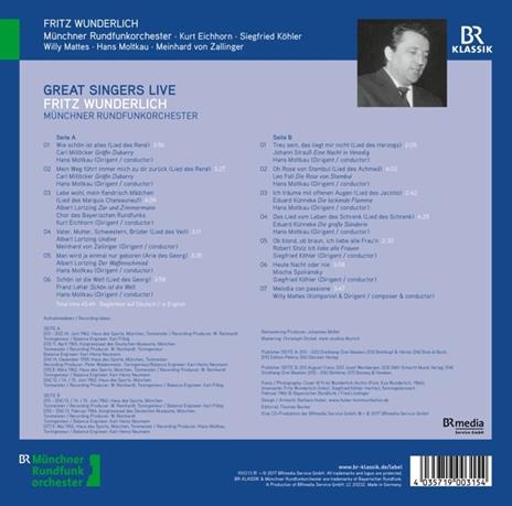 Munchner Rundfunkorcheste - Vinile LP di Fritz Wunderlich - 2