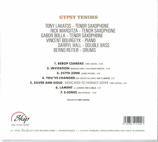 Gypsy Tenors - CD Audio di Rick Margitza,Tony Lakatos,Gabor Bolla - 2