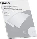 Ibico Basics Confezione da 100 Buste per Plastificazione a Caldo, Leggere, con Finitura Lucida, in Formato A4, 216 mm x 303 mm x 2 mm, Trasparente