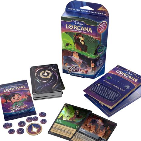 Ravensburger - Disney Lorcana TCG: Cieli Scintillanti, Starter Deck Smeraldo & Acciaio 60 Carte
