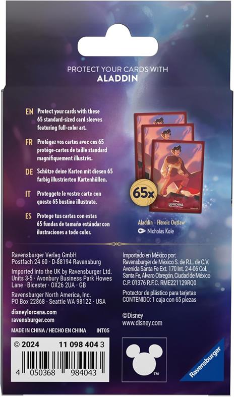 Ravensburger - Disney Lorcana TCG: Cieli Scintillanti, Aladdin, Kit 65 Bustine Carte Protettive per Carte da Gioco - 3
