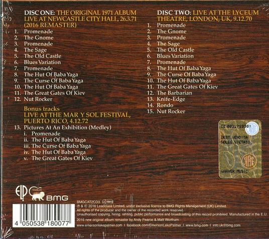 Pictures at an Exhibition - CD Audio di Keith Emerson,Carl Palmer,Greg Lake,Emerson Lake & Palmer - 2