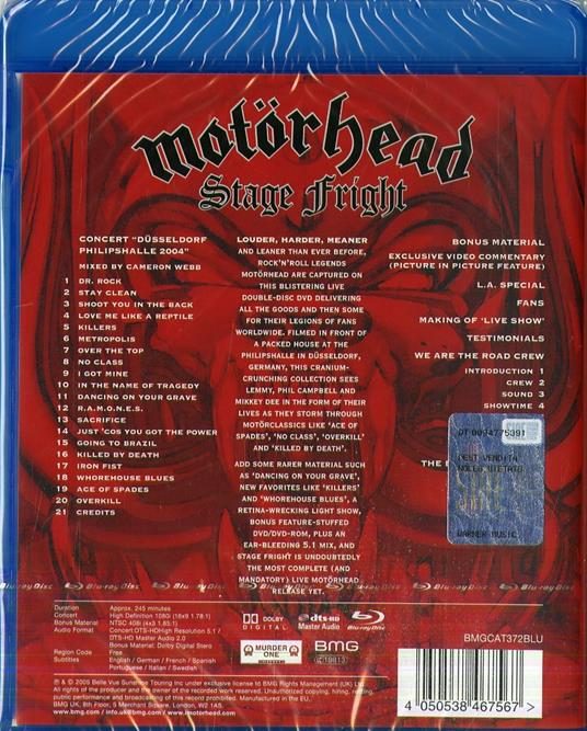 Stage Fright. Live At The Philipshalle, Düsseldorf (Blu-ray) - Blu-ray di Motörhead - 2