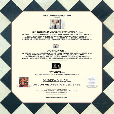 Live at Venaria Reale (Box Set Limited Edition: 2 LP White Coloured - Vinile 7" - CD) - Vinile LP + CD Audio di Paolo Conte - 9