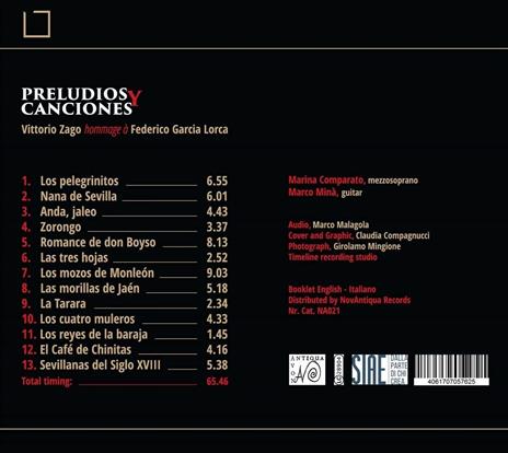 Zago. Hommage a Federico Garcia Lorca - CD Audio di Marina Comparato,Marco Minà - 2