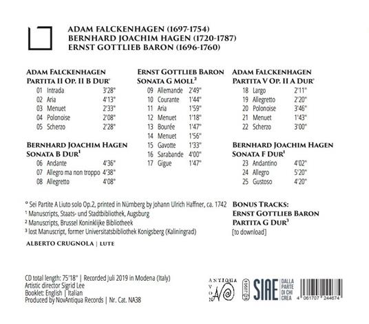 Lauten Galanterie. Musica per liuto solo - CD Audio di Alberto Crugnola - 2