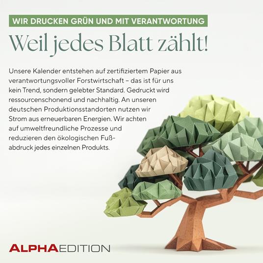 ALPHA EDITION - Calendario 2026 da muro, 12 mesi, 30x30 cm, Garden & Decoration - 4