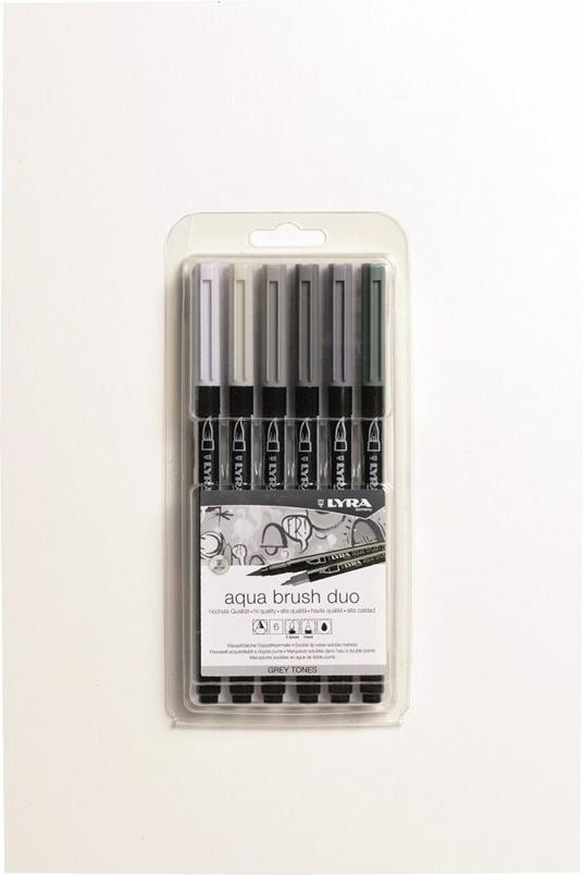 Pennarello doppia punta Lyra Aqua Brush duo Grey Set da 6 pezzi