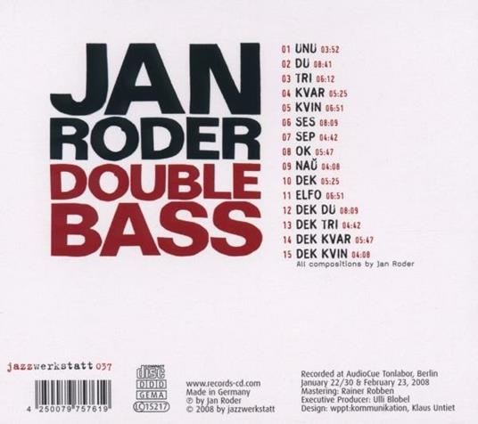 Double Bass - CD Audio di Jan Roder - 2
