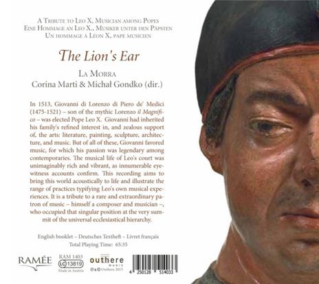 The Lion's Ear. L'orecchio di papa Leone X - CD Audio di La Morra - 2