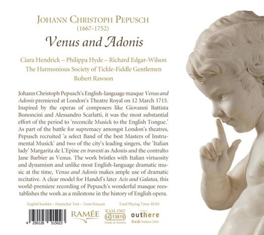 Venus and Adonis - CD Audio di Johann Christoph Pepusch - 2