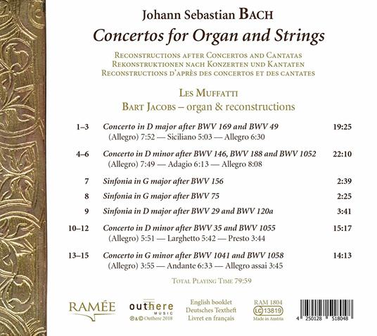 Concerti per organo e archi - CD Audio di Johann Sebastian Bach - 2
