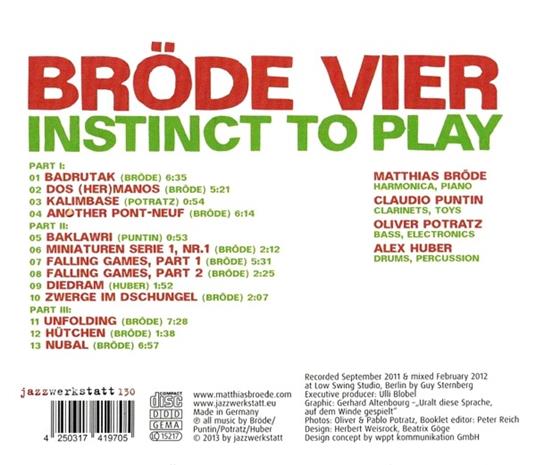 Instinct to Play - CD Audio di Bröde Vier - 2