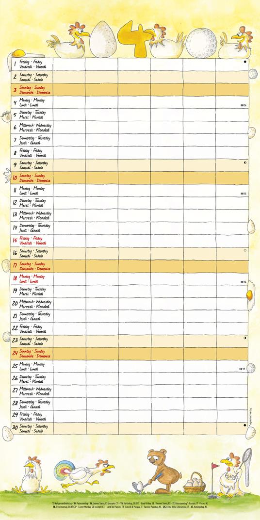Calendario 2022 da muro Alpha Edition, Organizza famiglia, 12 mesi, 30x30 cm - 6