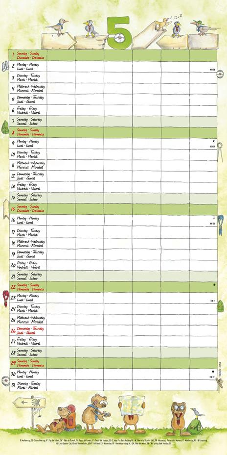 Calendario 2022 da muro Alpha Edition, Organizza famiglia, 12 mesi, 30x30 cm - 7