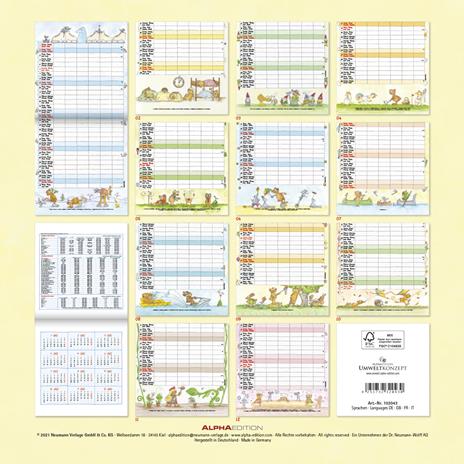 Calendario 2022 da muro Alpha Edition, Organizza famiglia, 12 mesi, 30x30 cm - 15