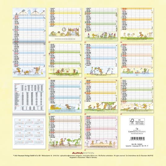 Calendario 2022 da muro Alpha Edition, Organizza famiglia, 12 mesi, 30x30 cm - 15