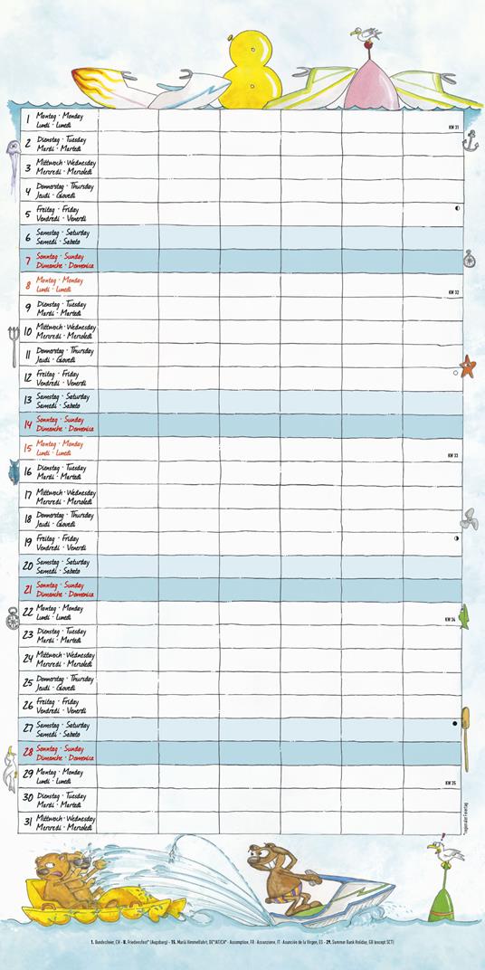 Calendario 2022 da muro Alpha Edition, Organizza famiglia, 12 mesi, 30x30 cm - 10
