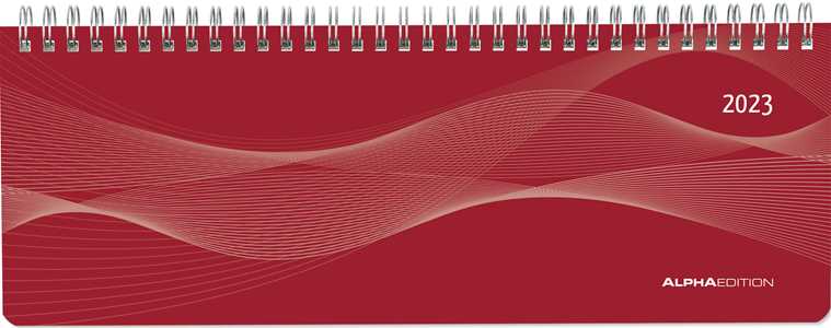 Cartoleria Planner Settimanale Da Tavolo 2023, Alpha Edition, 29,7x10,5 cm, Rossa, Spiralata Alpha Edition