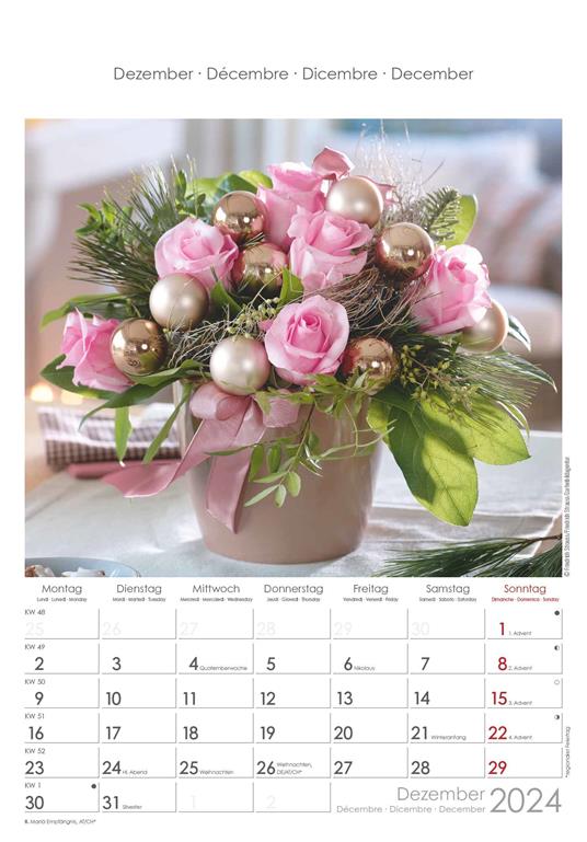 Alpha Edition - Calendario 2024 da muro Rose Dreams, 12 mesi, 23,7x34 cm - 13