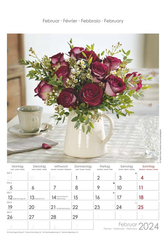 Alpha Edition - Calendario 2024 da muro Rose Dreams, 12 mesi, 23,7x34 cm - 3