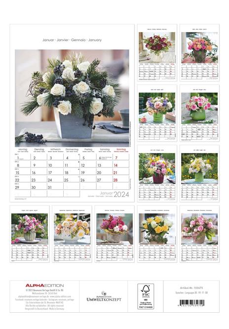 Alpha Edition - Calendario 2024 da muro Rose Dreams, 12 mesi, 23,7x34 cm - 14