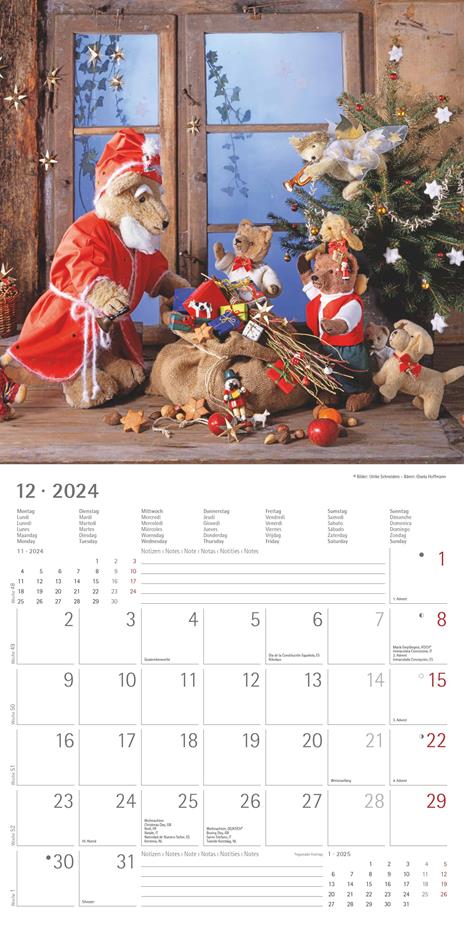 Alpha Edition - Calendario 2024 da muro Teddy, 12 mesi, 30x30 cm - 14