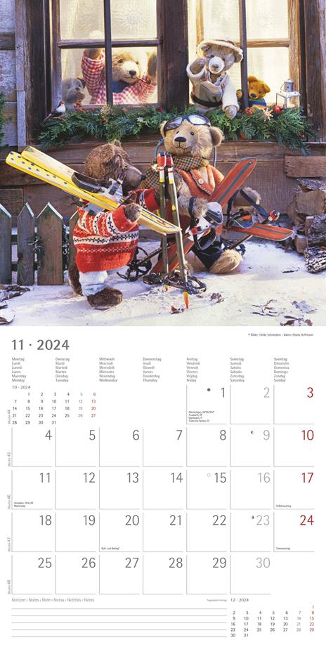 Alpha Edition - Calendario 2024 da muro Teddy, 12 mesi, 30x30 cm - 13