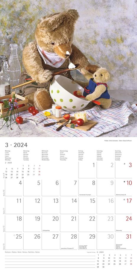 Alpha Edition - Calendario 2024 da muro Teddy, 12 mesi, 30x30 cm - 4